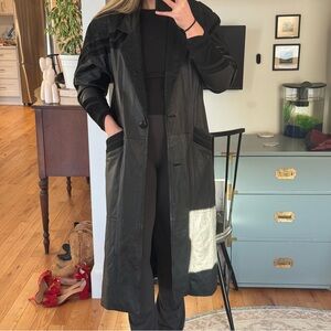 Black leather Women's Coat